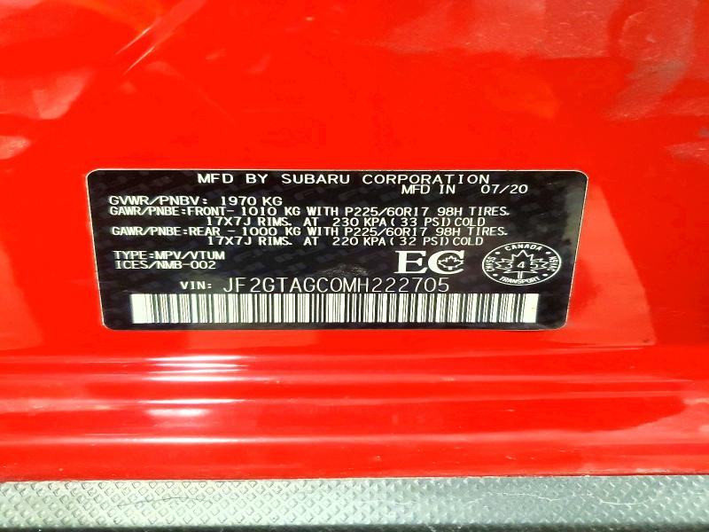 Aukcja sprzedaży 2021 Subaru Crosstrek, vin: JF2GTAGC0MH222705, numer aukcji: 52510876