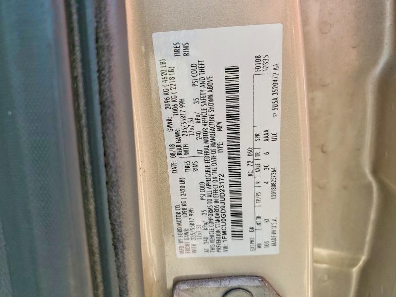 2018 Ford Escape მანქანა იყიდება აუქციონზე, vin: 1FMCU0GD9JUD23172, აუქციონის ნომერი: 53088486