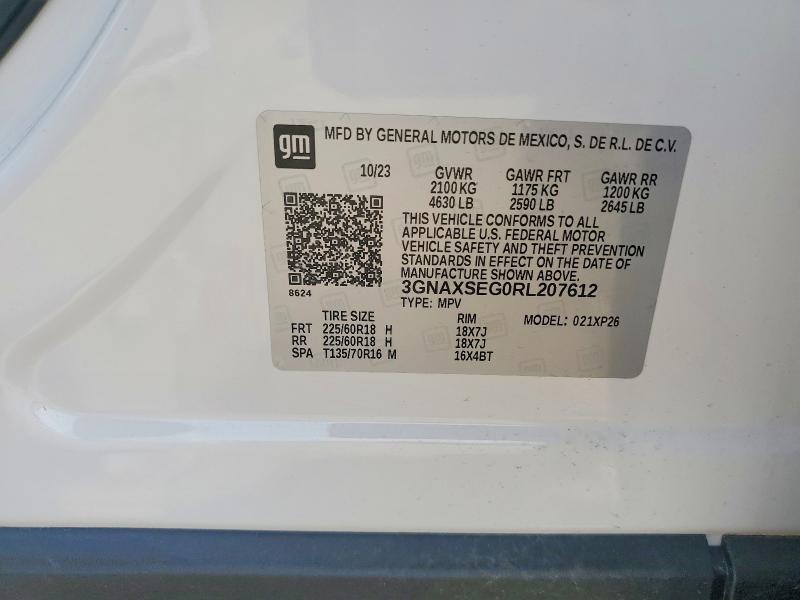 Продажа на аукционе авто 2024 Chevrolet Equinox, vin: 3GNAXSEG0RL207612, номер лота: 52655536