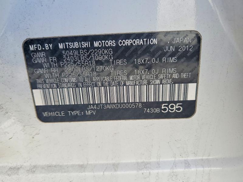 Aukcja sprzedaży 2013 Mitsubishi Outlander, vin: JA4JT3AWXDU000578, numer aukcji: 53672006