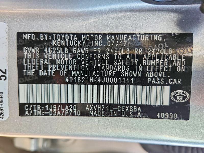 Aukcja sprzedaży 2018 Toyota Camry Hybrid, vin: 4T1B21HK4JU001141, numer aukcji: 53938406