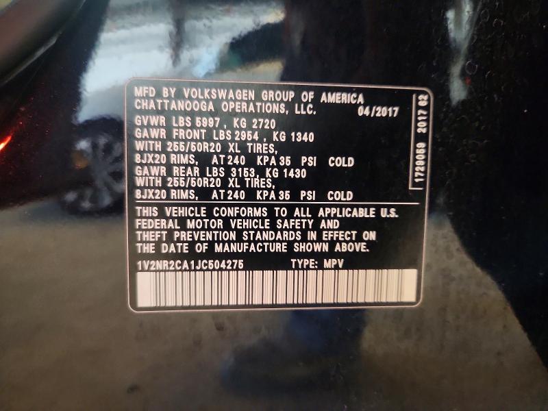 Aukcja sprzedaży 2018 Volkswagen Atlas, vin: 1V2NR2CA1JC504275, numer aukcji: 53563306