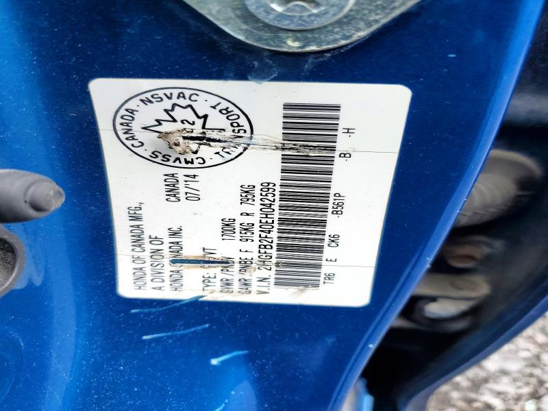 2014 Honda Civic მანქანა იყიდება აუქციონზე, vin: 2HGFB2F40EH042599, აუქციონის ნომერი: 53590666