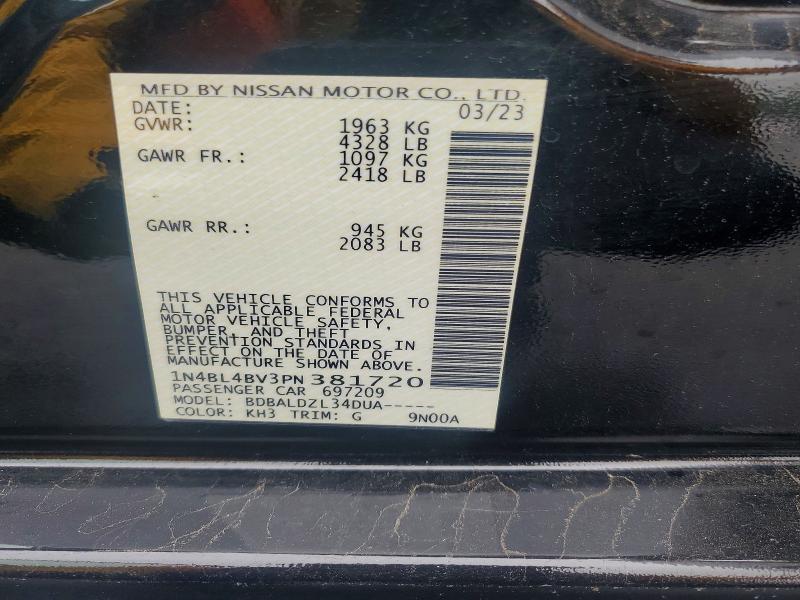 Продаж на аукціоні авто 2023 Nissan Altima, vin: 1N4BL4BV3PN381720, номер лоту: 54811946