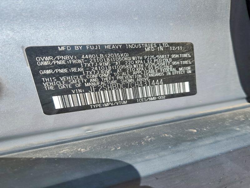53591266 :رقم المزاد ، JF2SHBDC7CH431444 vin ، 2012 Subaru Forester مزاد بيع
