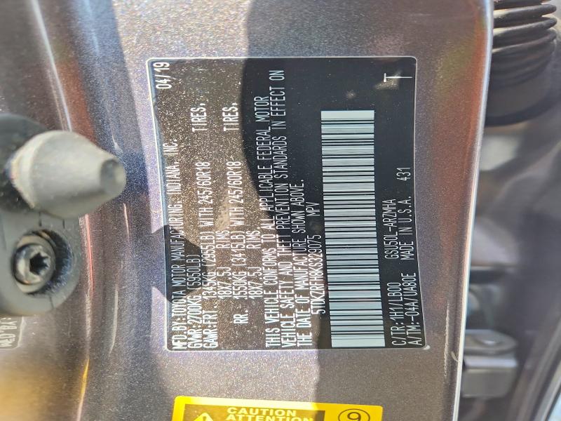 Aukcja sprzedaży 2019 Toyota Highlander, vin: 5TDKZRFH8KS329075, numer aukcji: 54284006