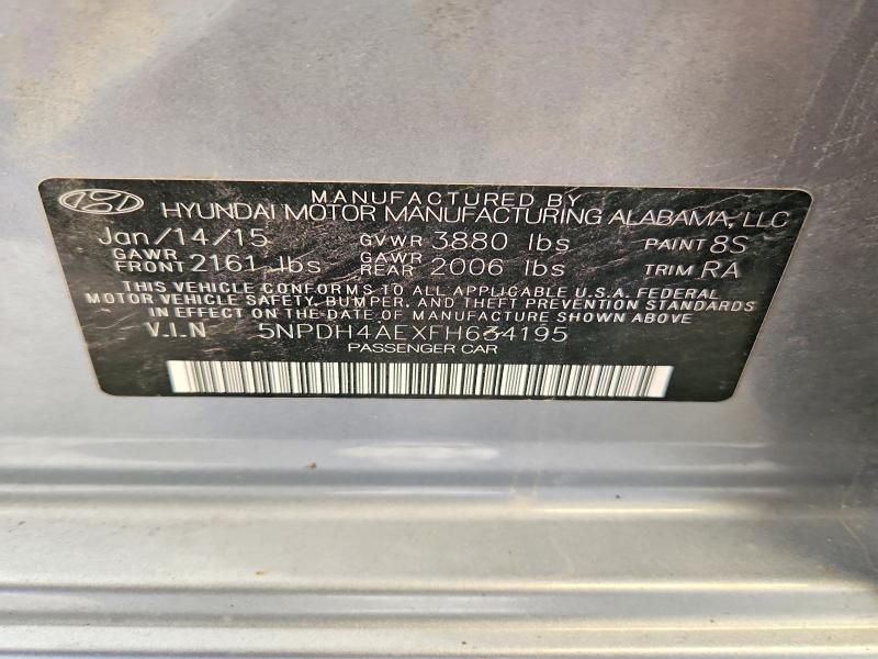 Aukcja sprzedaży 2015 Hyundai Elantra, vin: 5NPDH4AEXFH634195, numer aukcji: 55296426