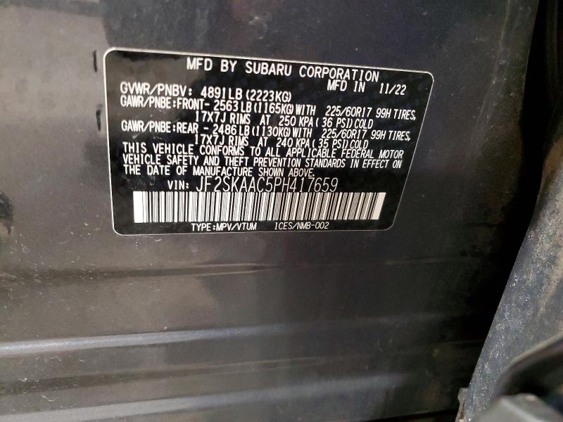 Aukcja sprzedaży 2023 Subaru Forester, vin: JF2SKAAC5PH417659, numer aukcji: 52868466