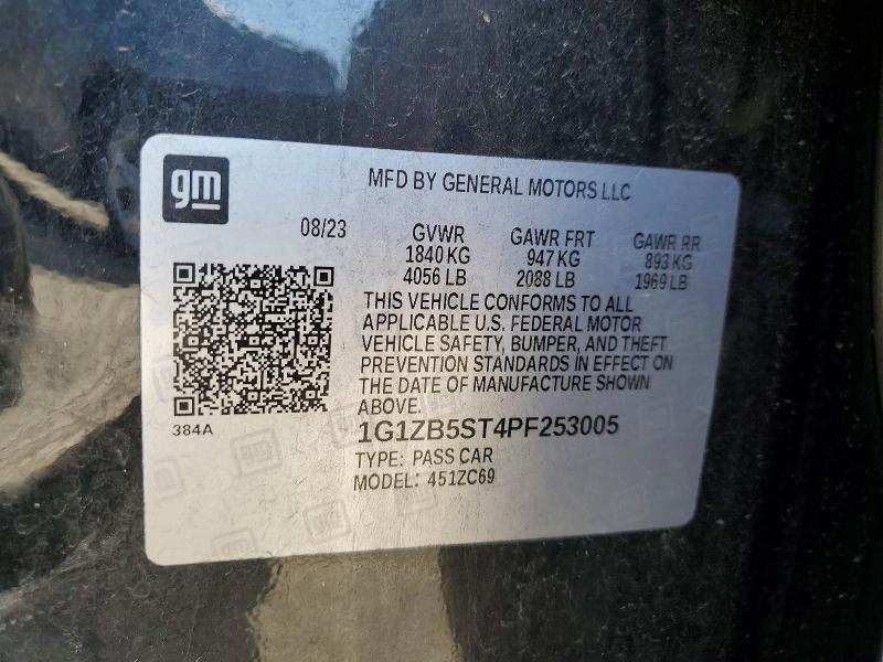 Aukcja sprzedaży 2023 Chevrolet Malibu, vin: 1G1ZB5ST4PF253005, numer aukcji: 52295016