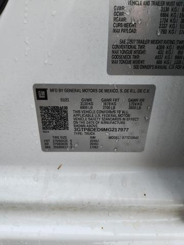 Aukcja sprzedaży 2021 Gmc Sierra, vin: 3GTP8DED9MG217977, numer aukcji: 54618576