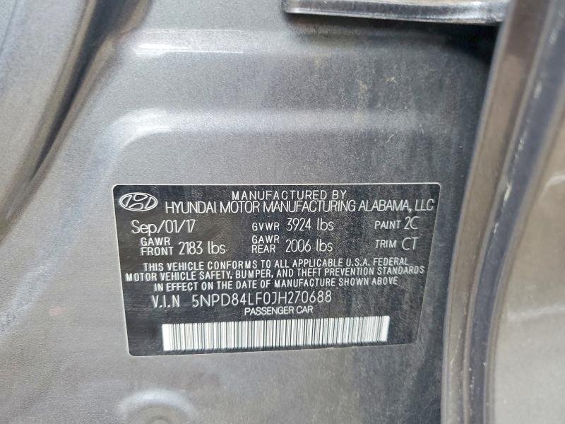 Продаж на аукціоні авто 2018 Hyundai Elantra, vin: 5NPD84LF0JH270688, номер лоту: 53193896