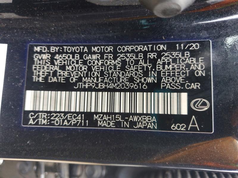 Aukcja sprzedaży 2021 Lexus Ux, vin: JTHP9JBH4M2039616, numer aukcji: 55097106