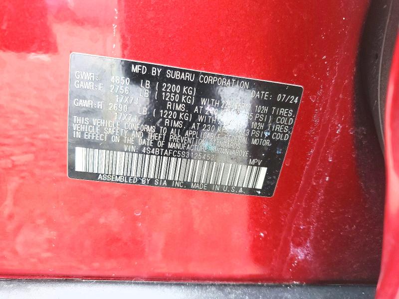 Продажа на аукционе авто 2025 Subaru Outback, vin: 4S4BTAFC5S3125452, номер лота: 53043926
