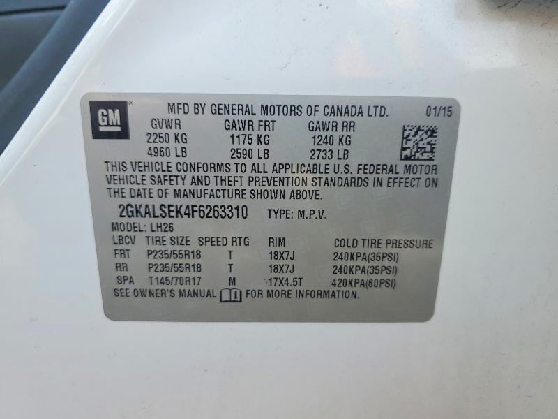 Продажа на аукционе авто 2015 Gmc Terrain, vin: 2GKALSEK4F6263310, номер лота: 52379906