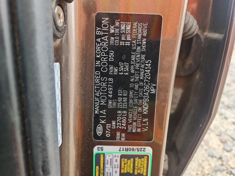 53697486 :رقم المزاد ، KNDPB3A26C7204145 vin ، 2012 Kia Sportage مزاد بيع