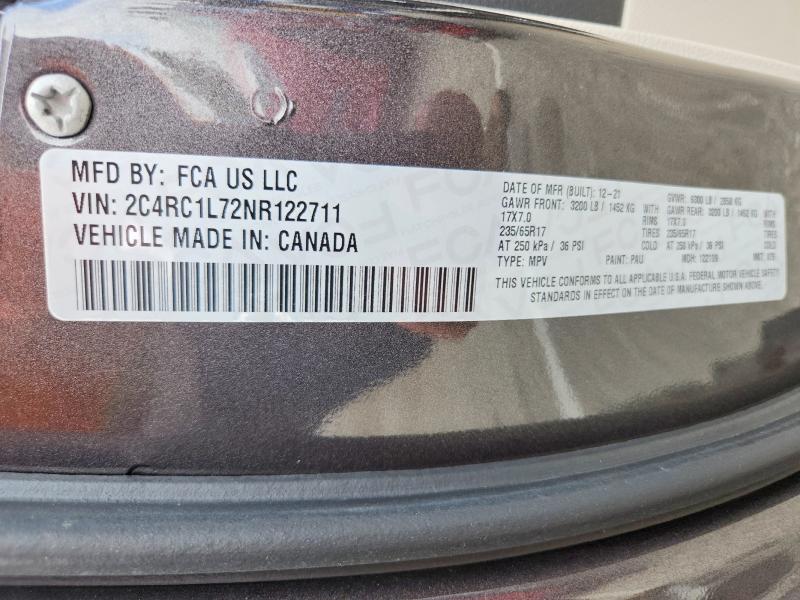 Продажа на аукционе авто 2022 Chrysler Pacifica, vin: 2C4RC1L72NR122711, номер лота: 53295916