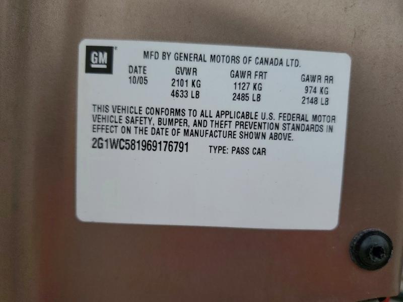 Aukcja sprzedaży 2006 Chevrolet Impala, vin: 2G1WC581969176791, numer aukcji: 52231106