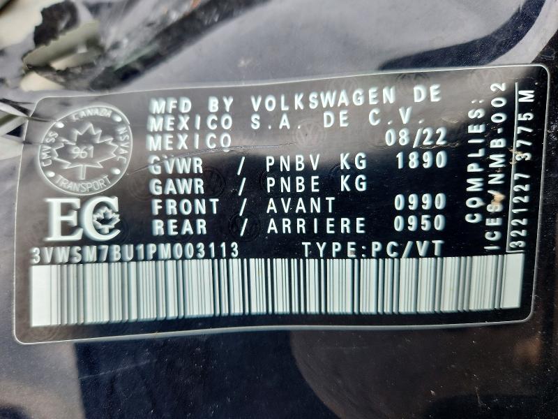 2023 Volkswagen Jetta მანქანა იყიდება აუქციონზე, vin: 3VWSM7BU1PM003113, აუქციონის ნომერი: 53021306