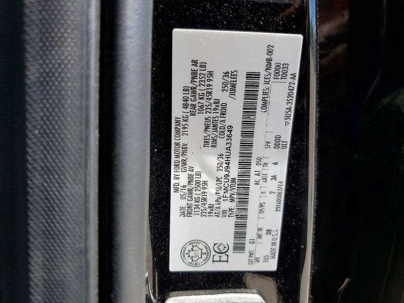 Aukcja sprzedaży 2017 Ford Escape, vin: 1FMCU9J94HUA33649, numer aukcji: 52203846