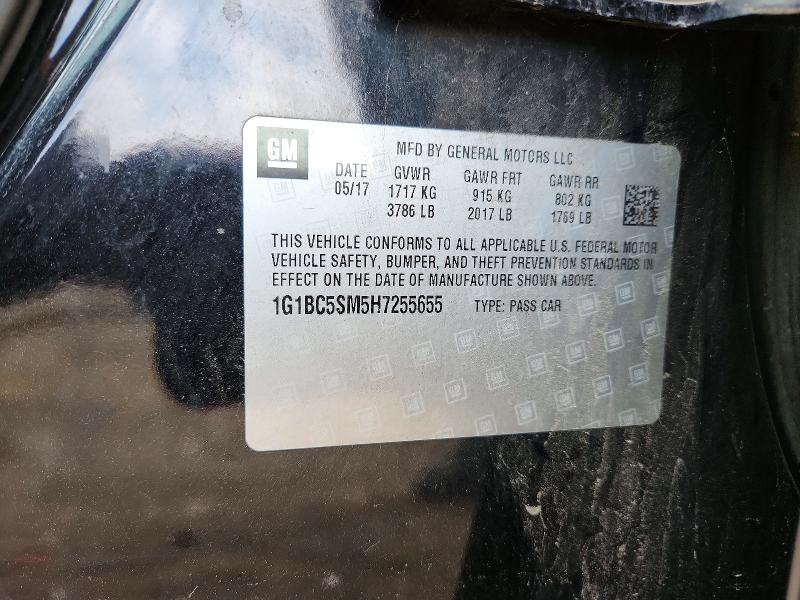 Aukcja sprzedaży 2017 Chevrolet Cruze, vin: 1G1BC5SM5H7255655, numer aukcji: 54329546