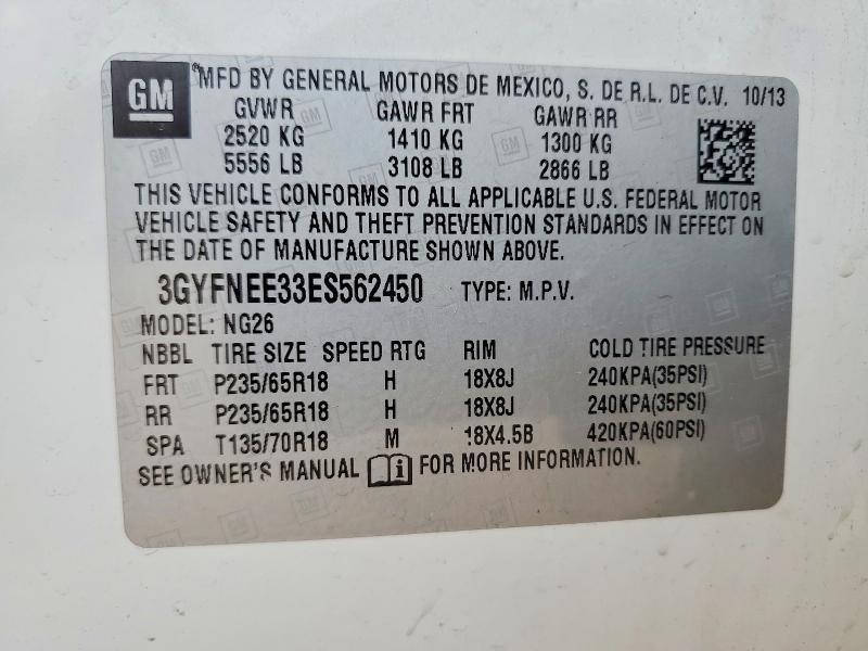 2014 Cadillac Srx მანქანა იყიდება აუქციონზე, vin: 3GYFNEE33ES562450, აუქციონის ნომერი: 51541086