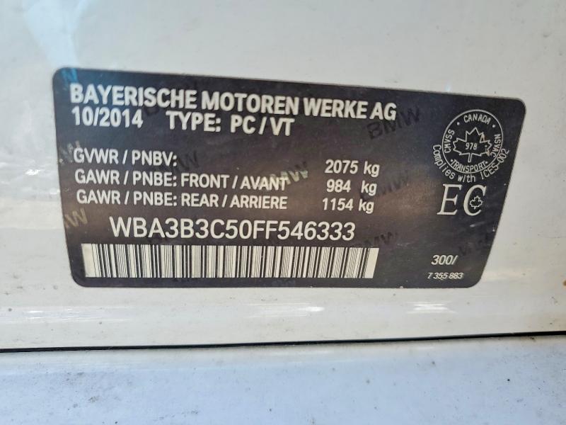 52761616 :رقم المزاد ، WBA3B3C50FF546333 vin ، 2015 Bmw 328 مزاد بيع