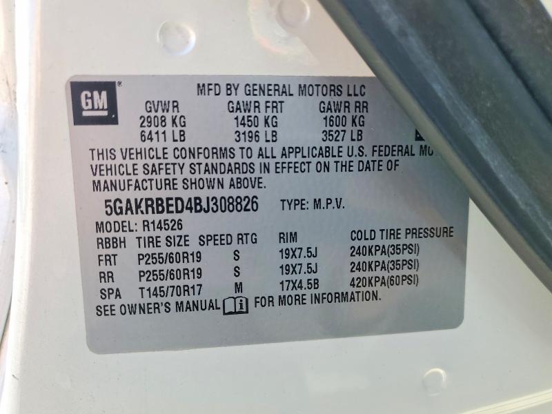 Aukcja sprzedaży 2011 Buick Enclave, vin: 5GAKRBED4BJ308826, numer aukcji: 53220756