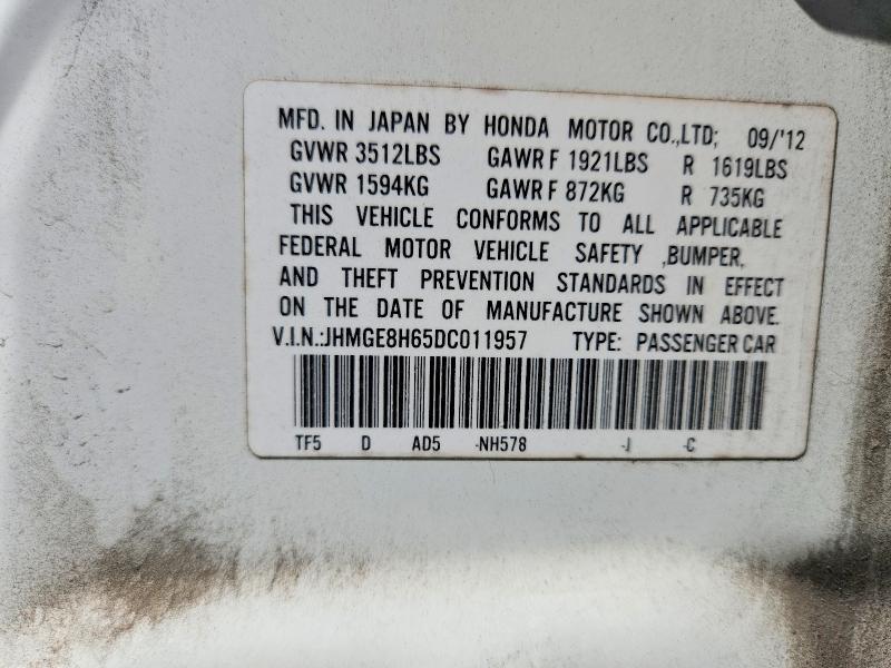 2013 Honda Fit მანქანა იყიდება აუქციონზე, vin: JHMGE8H65DC011957, აუქციონის ნომერი: 53811726