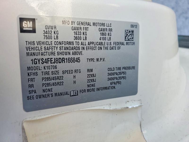 53938826 :رقم المزاد ، 1GYS4FEJ8DR166845 vin ، 2013 Cadillac Escalade مزاد بيع
