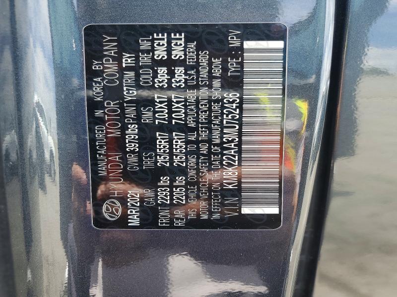 55387106 :رقم المزاد ، KM8K22AA3MU752436 vin ، 2021 Hyundai Kona مزاد بيع