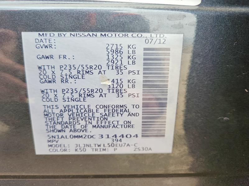 Aukcja sprzedaży 2013 Infiniti Jx35, vin: 5N1AL0MM2DC314404, numer aukcji: 54590656