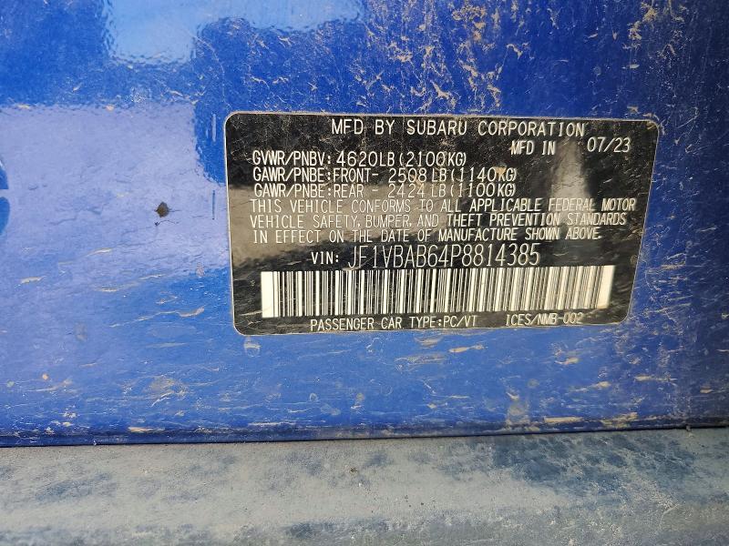 Aukcja sprzedaży 2023 Subaru Wrx, vin: JF1VBAB64P8814385, numer aukcji: 53172506