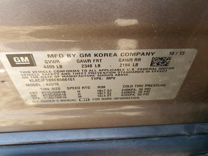 2014 Buick Encore მანქანა იყიდება აუქციონზე, vin: KL4CJFSB8EB566151, აუქციონის ნომერი: 52475256