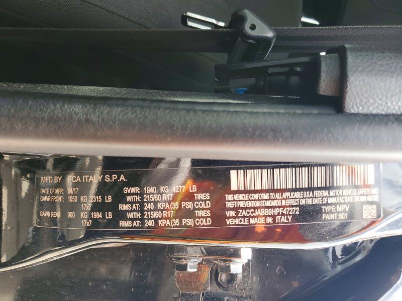Aukcja sprzedaży 2017 Jeep Renegade, vin: ZACCJABB9HPF47272, numer aukcji: 53943396