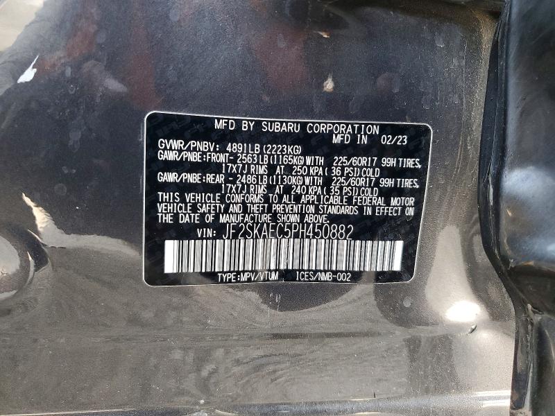 Aukcja sprzedaży 2023 Subaru Forester, vin: JF2SKAEC5PH450882, numer aukcji: 54135616