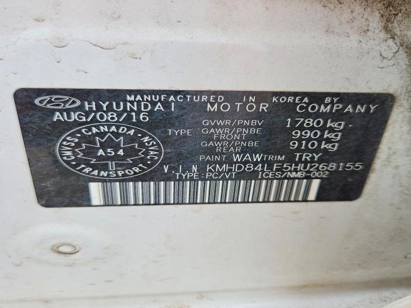 Aukcja sprzedaży 2017 Hyundai Elantra, vin: KMHD84LF5HU268155, numer aukcji: 53565096