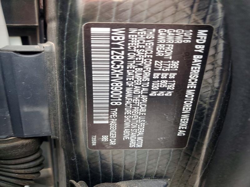 Продажа на аукционе авто 2017 Bmw I3, vin: WBY1Z8C5XHV890018, номер лота: 53297646