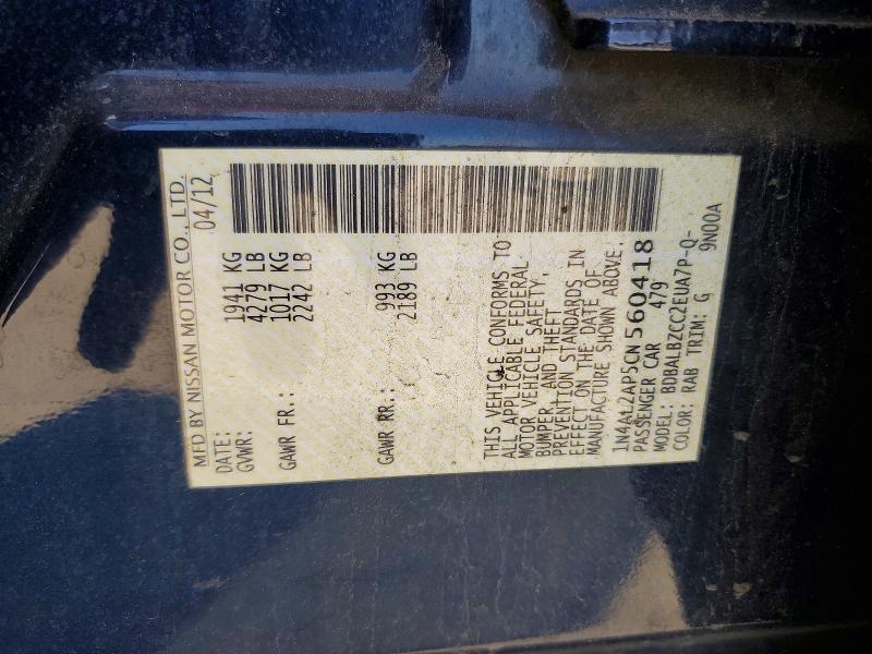 Aukcja sprzedaży 2012 Nissan Altima, vin: 1N4AL2AP5CN560418, numer aukcji: 53223656