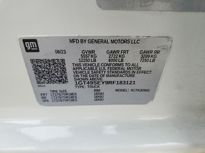 Aukcja sprzedaży 2024 Gmc Sierra, vin: 1GT49SEY9RF183121, numer aukcji: 52849716