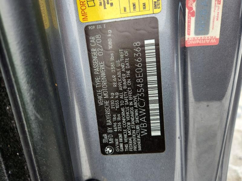 55070066 :رقم المزاد ، WBAWC73548E066368 vin ، 2008 Bmw 335 مزاد بيع
