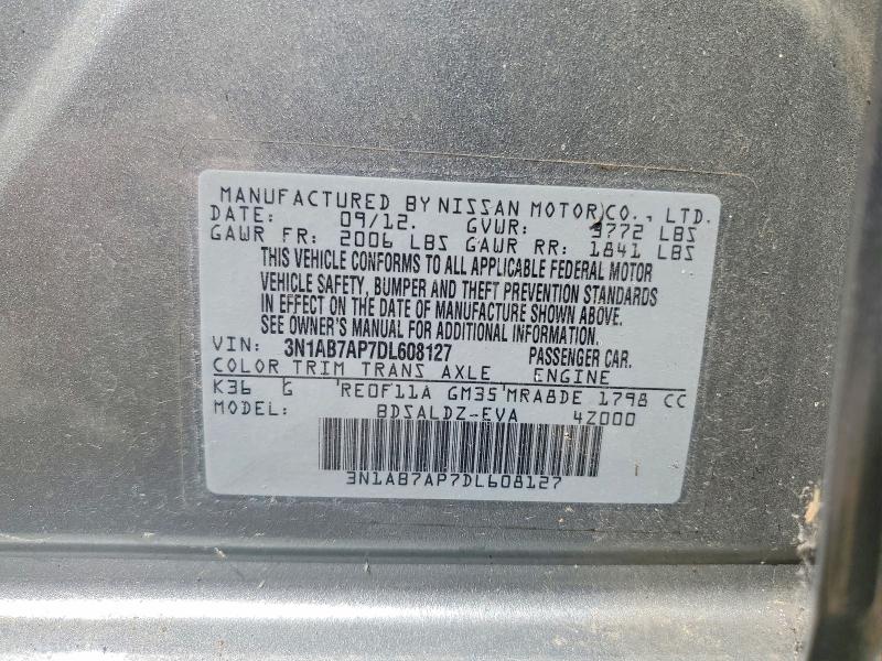 Aukcja sprzedaży 2013 Nissan Sentra, vin: 3N1AB7AP7DL608127, numer aukcji: 52070946