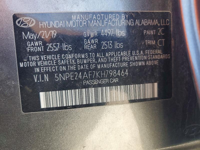 Aukcja sprzedaży 2019 Hyundai Sonata, vin: 5NPE24AF7KH798464, numer aukcji: 53451046