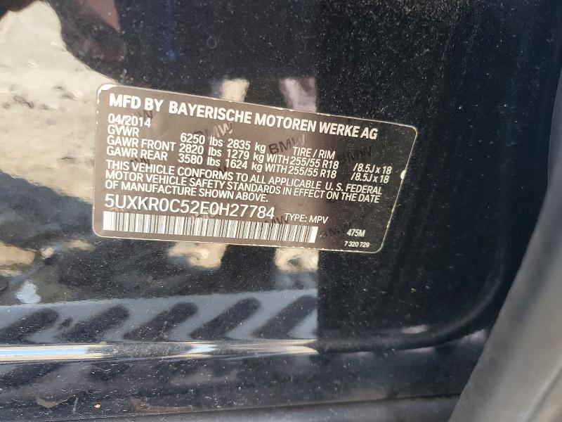 54677176 :رقم المزاد ، 5UXKR0C52E0H27784 vin ، 2014 Bmw X5 مزاد بيع