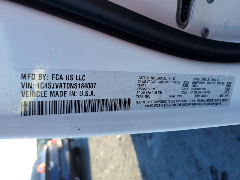 Aukcja sprzedaży 2022 Jeep Wagoneer, vin: 1C4SJVAT0NS184007, numer aukcji: 55355016