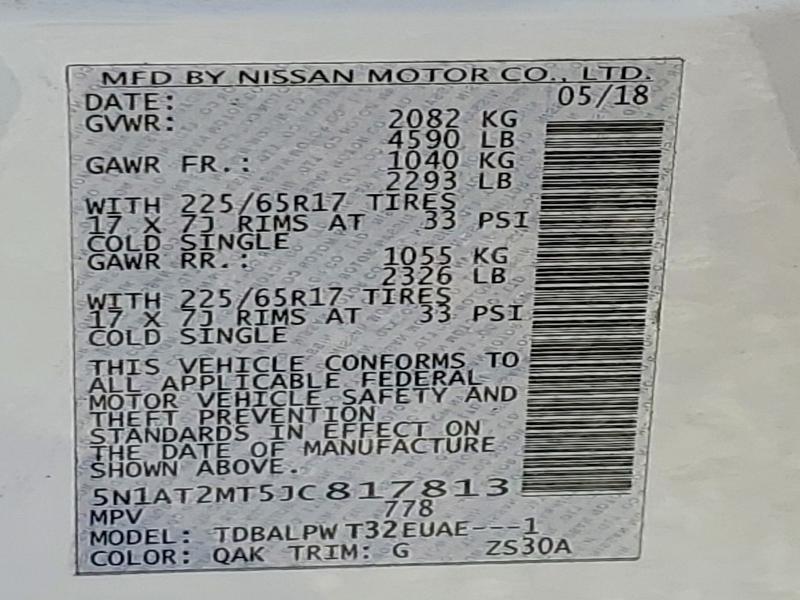 52433376 :رقم المزاد ، 5N1AT2MT5JC817813 vin ، 2018 Nissan Rogue مزاد بيع