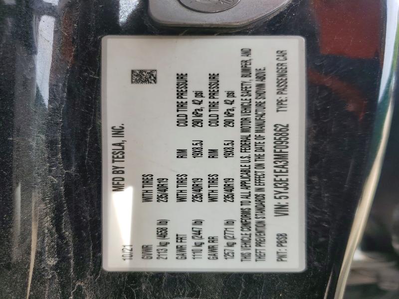 Продажа на аукционе авто 2021 Tesla Model 3, vin: 5YJ3E1EA3MF095862, номер лота: 55097326