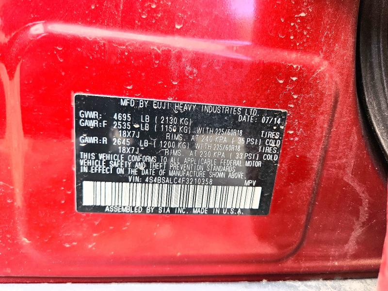 51590986 :رقم المزاد ، 4S4BSALC4F3210358 vin ، 2015 Subaru Outback مزاد بيع