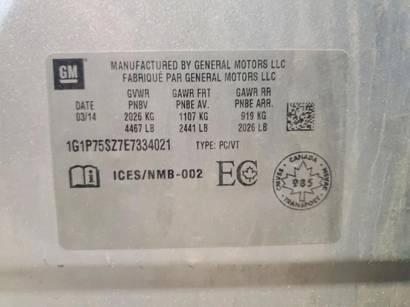 52223786 :رقم المزاد ، 1G1P75SZ7E7334021 vin ، 2014 Chevrolet Cruze مزاد بيع