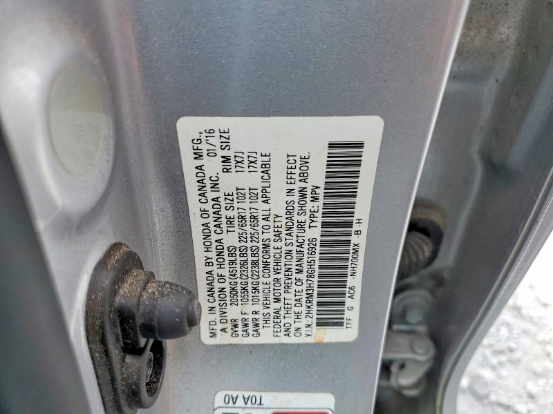 Продаж на аукціоні авто 2016 Honda Cr-v, vin: 2HKRM3H78GH516926, номер лоту: 52886586