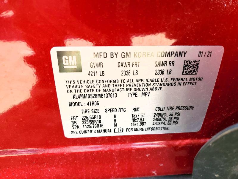 Aukcja sprzedaży 2021 Buick Encore Gx, vin: KL4MMBS28MB137613, numer aukcji: 53110596
